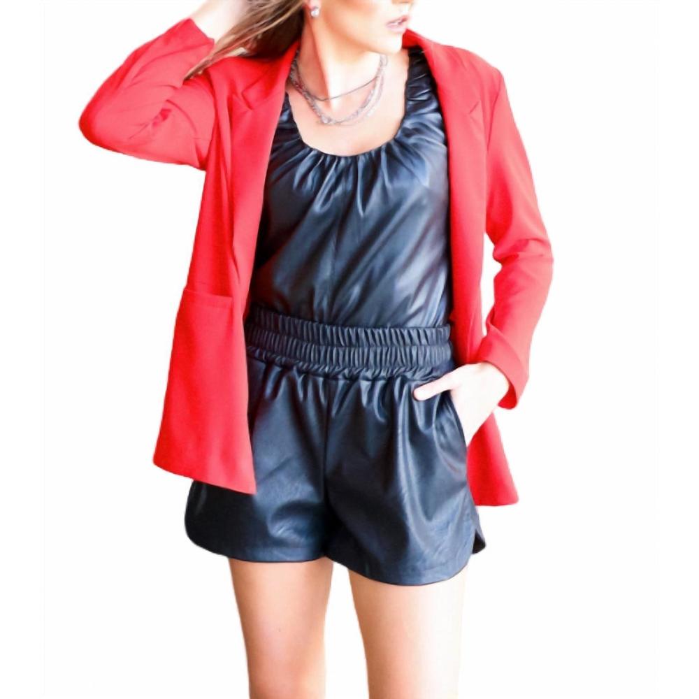 NEW PRETTY FOLLIES hottie long blazer in red